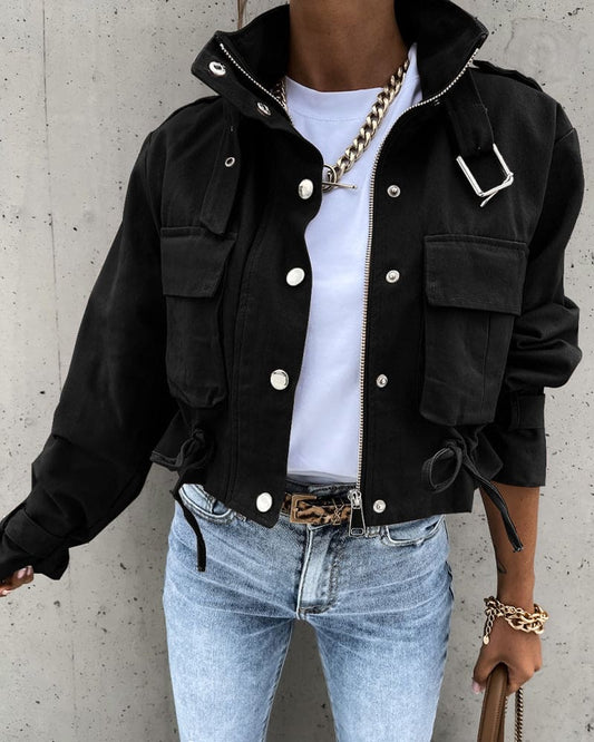 Amy | Women's Short Button-Down Utility Jacket - Image 1