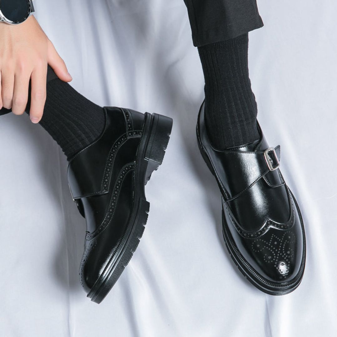 Joseph | Men's Monk Strap Wingtip Dress Shoes - Image 3