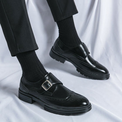 Joseph | Men's Monk Strap Wingtip Dress Shoes - Image 4