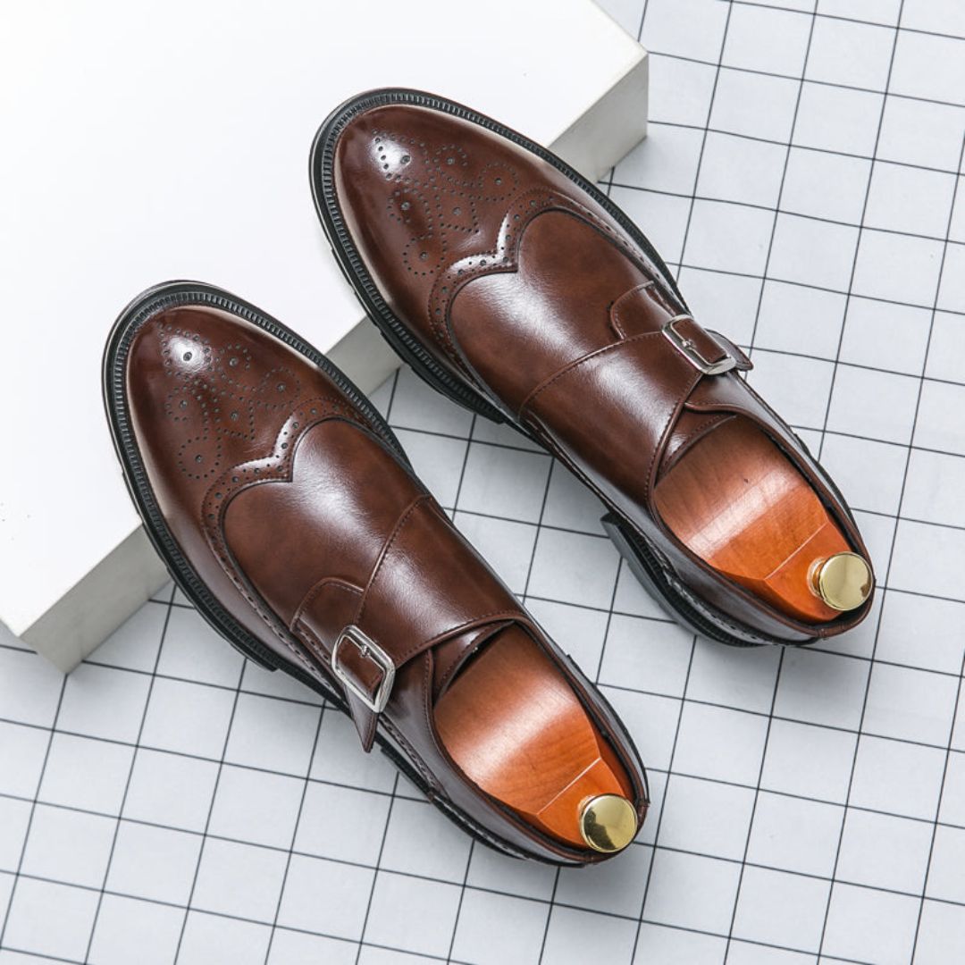 Joseph | Men's Monk Strap Wingtip Dress Shoes - Image 5