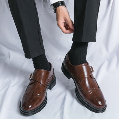 Joseph | Men's Monk Strap Wingtip Dress Shoes - Image 6