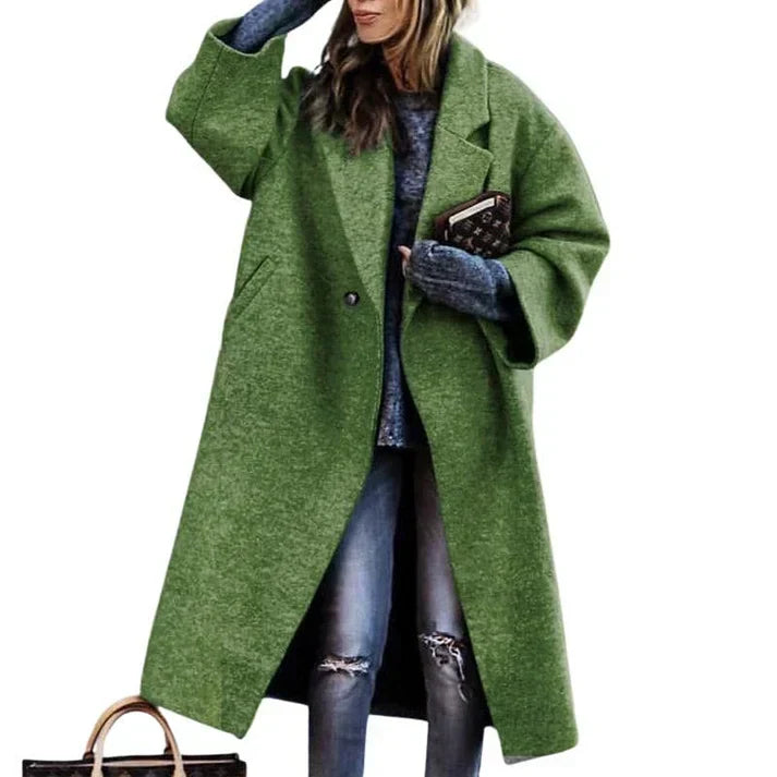 Hannah | Stylish Long Plaid Coat - Image 3
