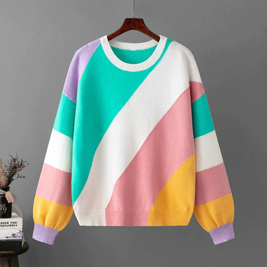 Paige | Colorful Geometric Knit Pullover - Image 1