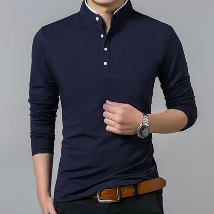 Shane | Men's Slim-Fit Long Sleeve Polo Shirt - Image 5
