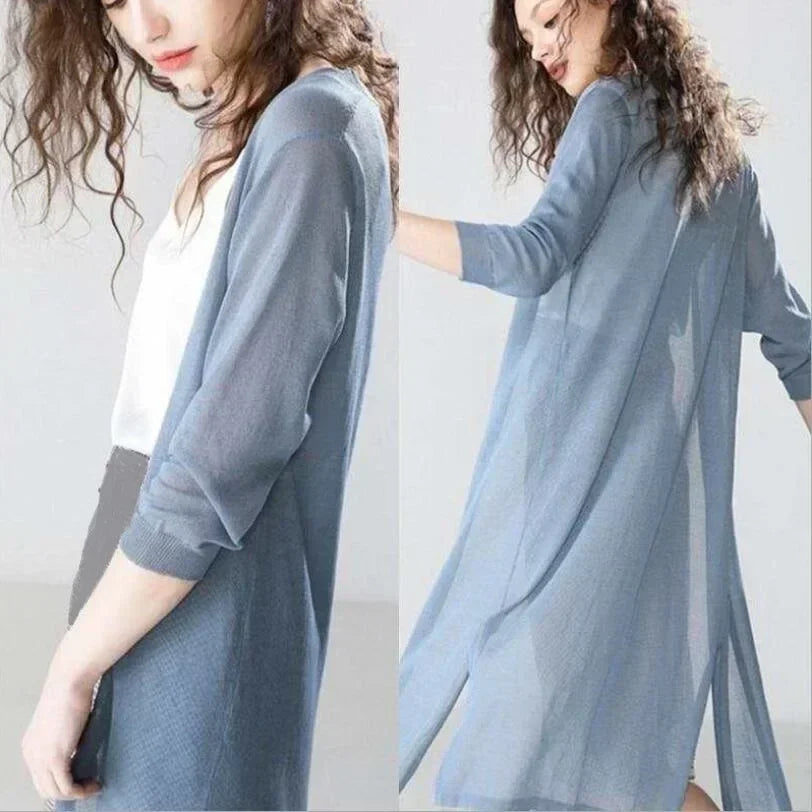 Laura | Women's Long Open Front Cardigan - Image 11