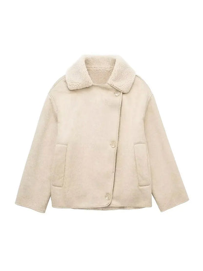 Melissa | Women's Oversized Sherpa Lined Double Breasted Jacket - Image 8
