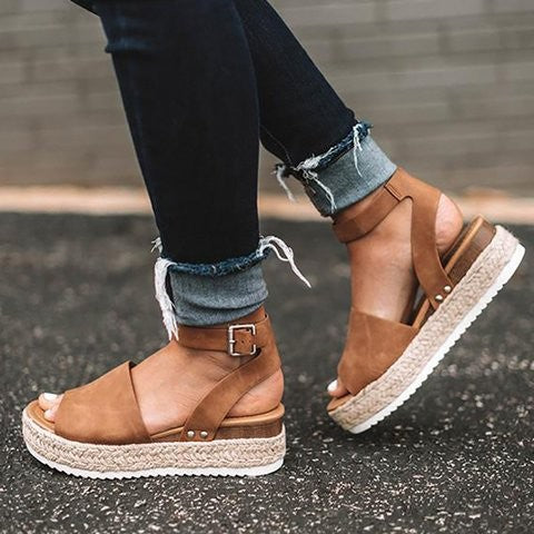 Jordan | Women's Jute Wedge Sandals - Stylish Platform Shoes - Image 1