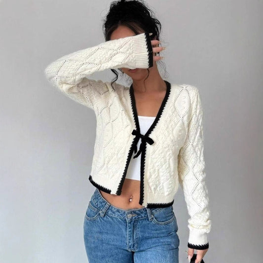 Jamie | Women's Cropped V-Neck Cardigan - Image 1