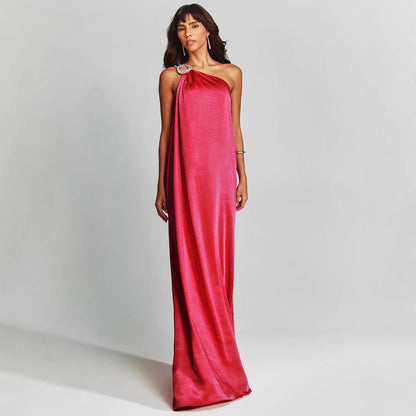 Couture-moda | Elegant Women’s Evening Dress – Satin One-Shoulder Design - Image 2