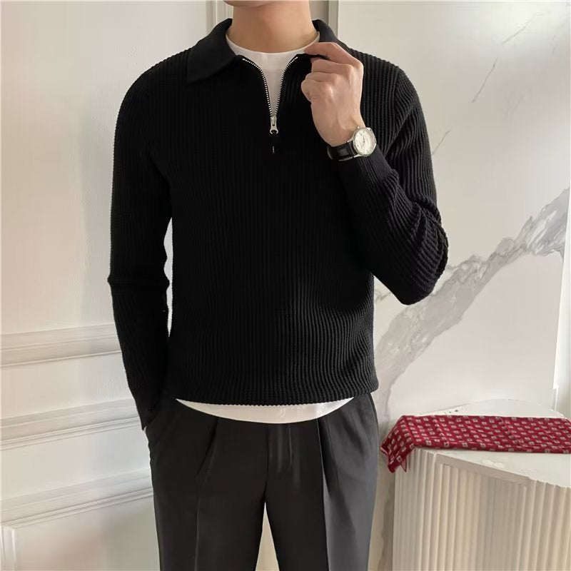 Hank | Men's Zip Up Polo Sweater - Image 11