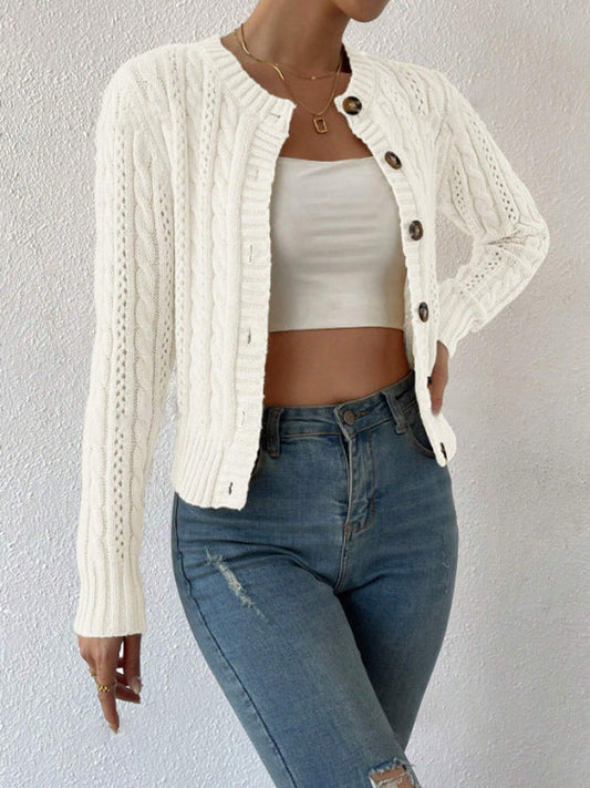 Christy | Women's Button-Front Cable Knit Cardigan - Image 1