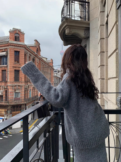 Morgan | Women's V-Neck Knit Sweater and Flare Midi Skirt Set - Image 9