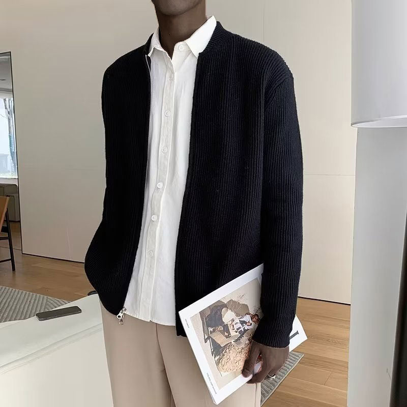 Morgan | Men's Zip Up Ribbed Sweater - Image 1