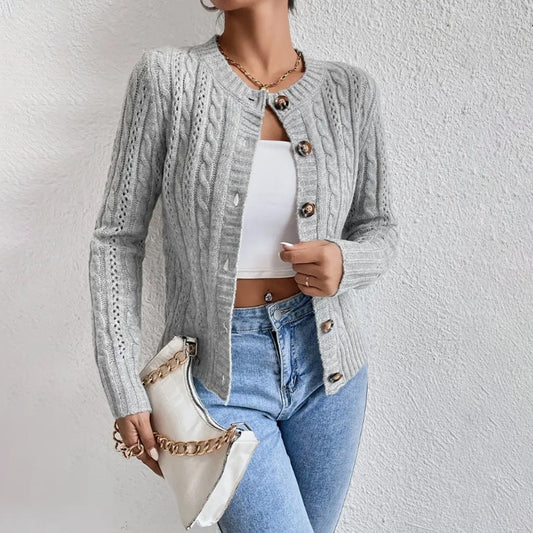 Eliza | Women's Cropped Cable Knit Cardigan - Image 1