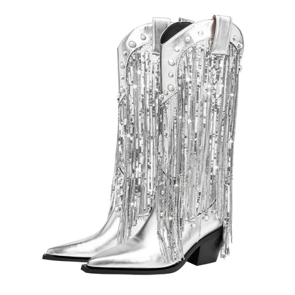 Marina | Women's Fringe Cowboy Boots - Image 5
