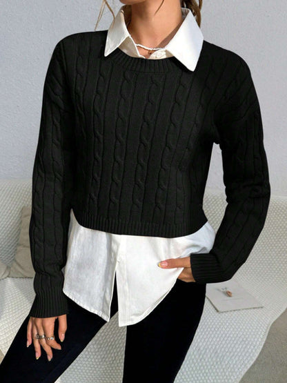 Reese | Women's Cropped Cable Knit Sweater - Image 5