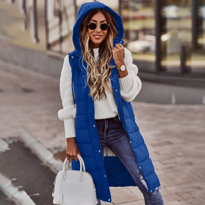 Kristen | Women's Hooded Longline Puffer Vest - Image 4