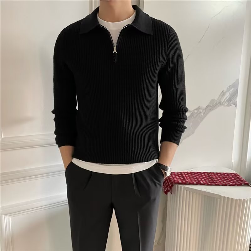 Hank | Men's Zip Up Polo Sweater - Image 9