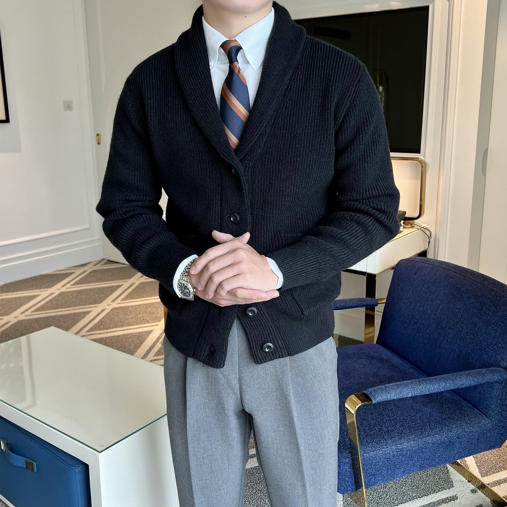 Kevin | Men's Button-Front Knit Jacket - Image 3