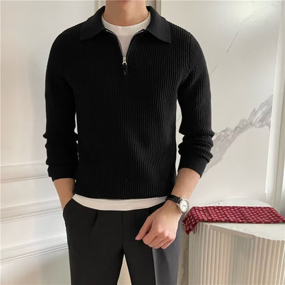 Hank | Men's Zip Up Polo Sweater - Image 7