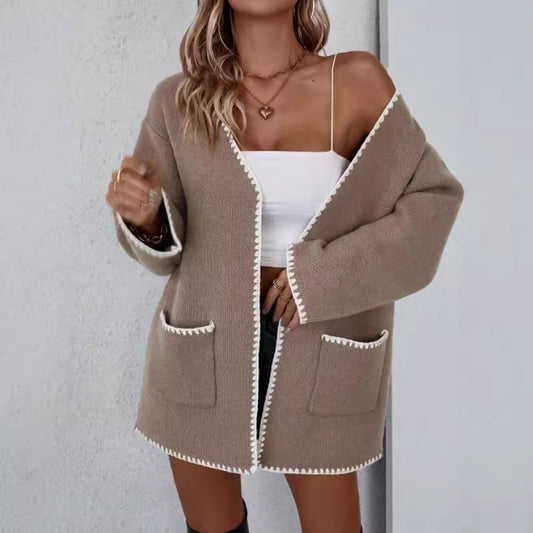 Jane | Women's Open Front Pocket Long Sleeve Cardigan - Image 1