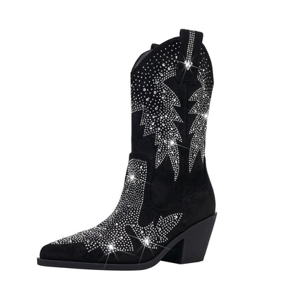 Yvette | Women's Rhinestone Mid Calf Cowboy Boots - Image 5