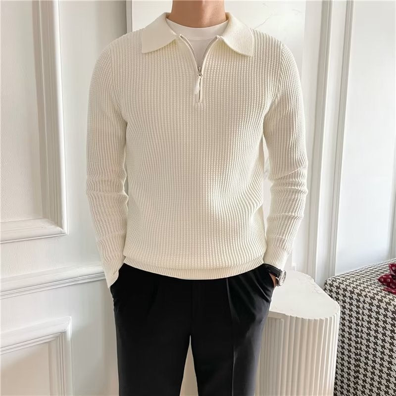 Hank | Men's Zip Up Polo Sweater - Image 1