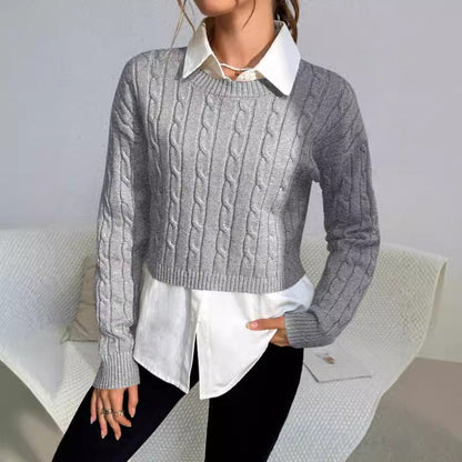 Reese | Women's Cropped Cable Knit Sweater - Image 3