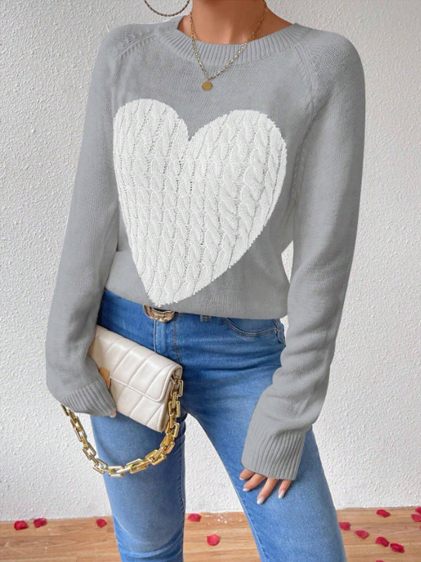Joanna | Women's Heart Long Sleeve Crewneck Sweater - Image 1