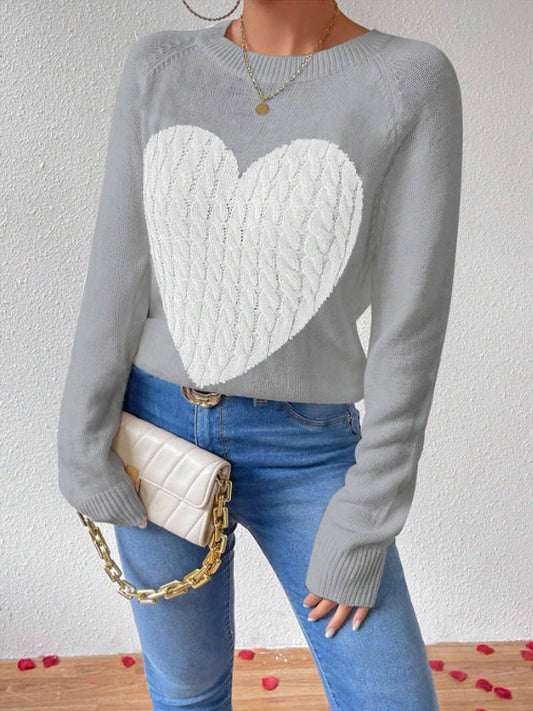 Joanna | Women's Heart Long Sleeve Crewneck Sweater - Image 1
