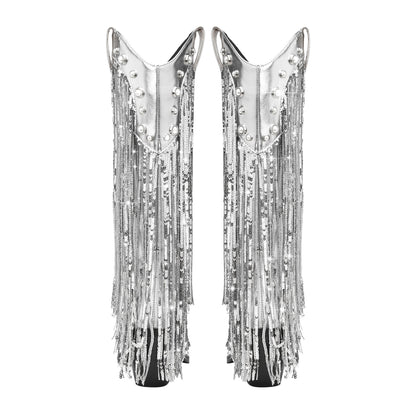 Marina | Women's Fringe Cowboy Boots - Image 4