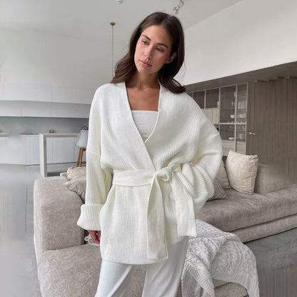 Samantha | Women's Wrap Ribbed Knit Sweater - Image 6