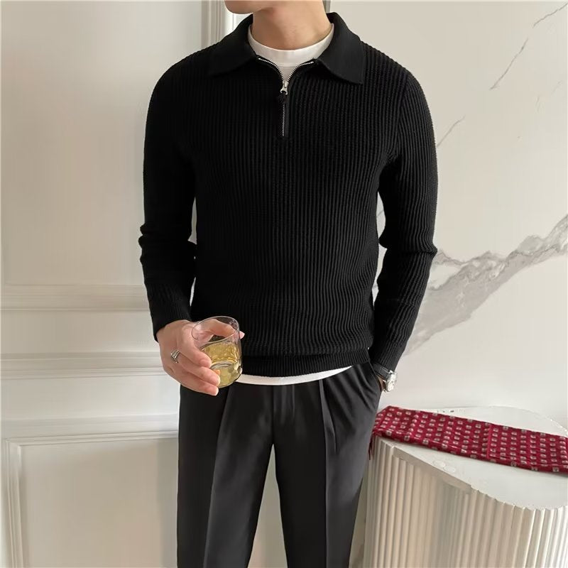 Hank | Men's Zip Up Polo Sweater - Image 8