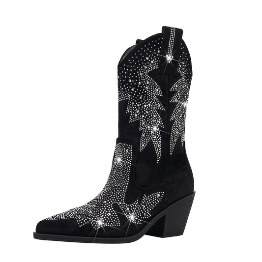 Yvette | Women's Rhinestone Mid Calf Cowboy Boots - Image 1