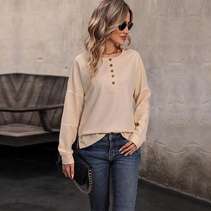 Winnie | Women's Button-Down Waffle Knit Long Sleeve Top - Image 2