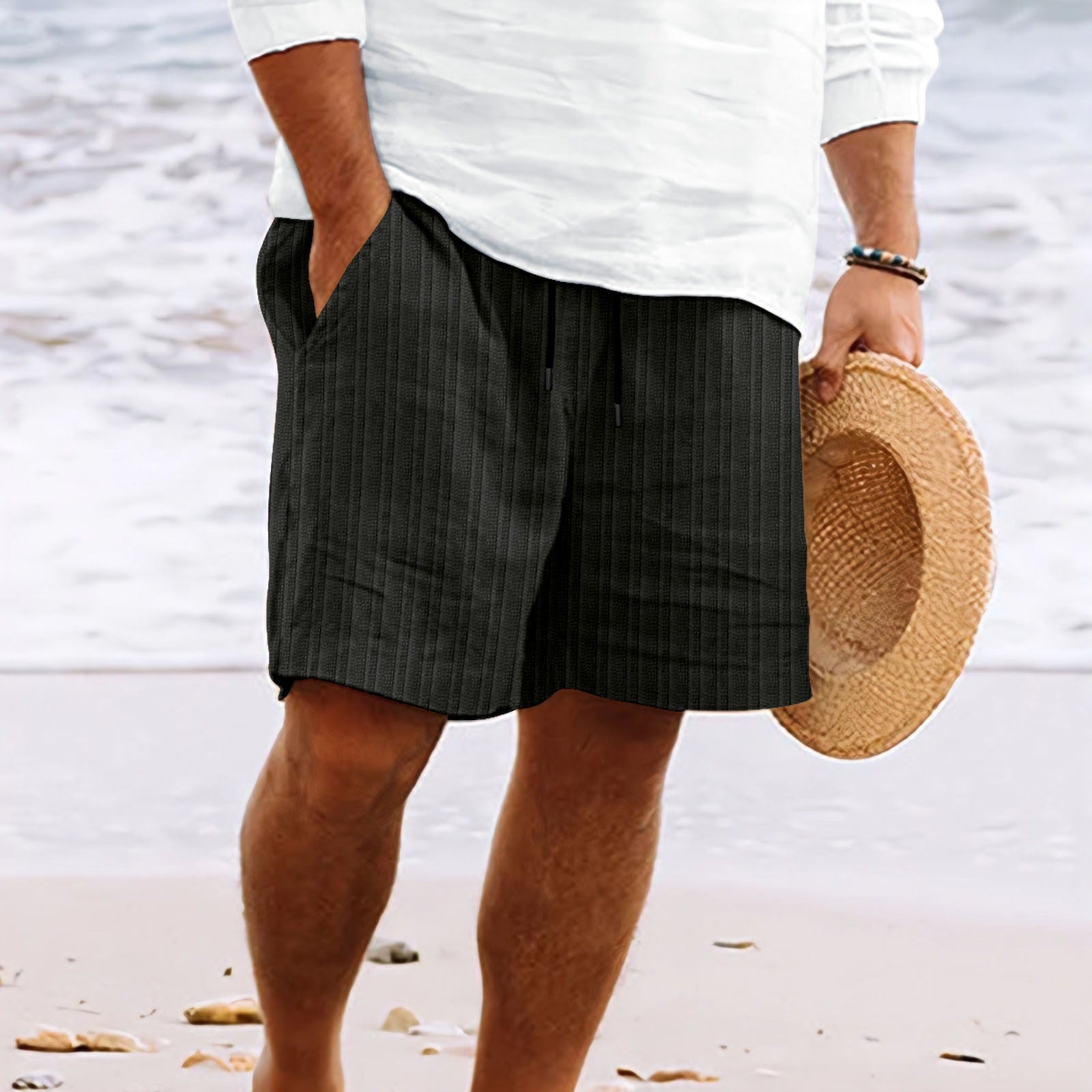 Holden | Relaxed Fit Cotton-Linen Shorts with Drawstring and Pockets - Image 7