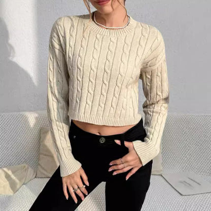 Reese | Women's Cropped Cable Knit Sweater - Image 1