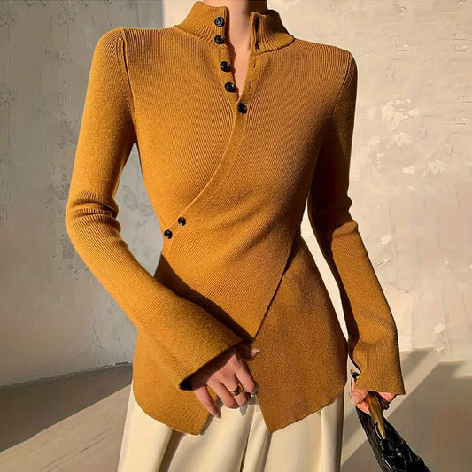Maya | Women's Mock Neck Wrap Sweater - Image 1