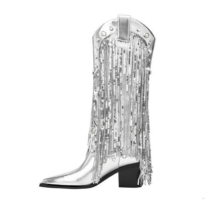 Marina | Women's Fringe Cowboy Boots - Image 1