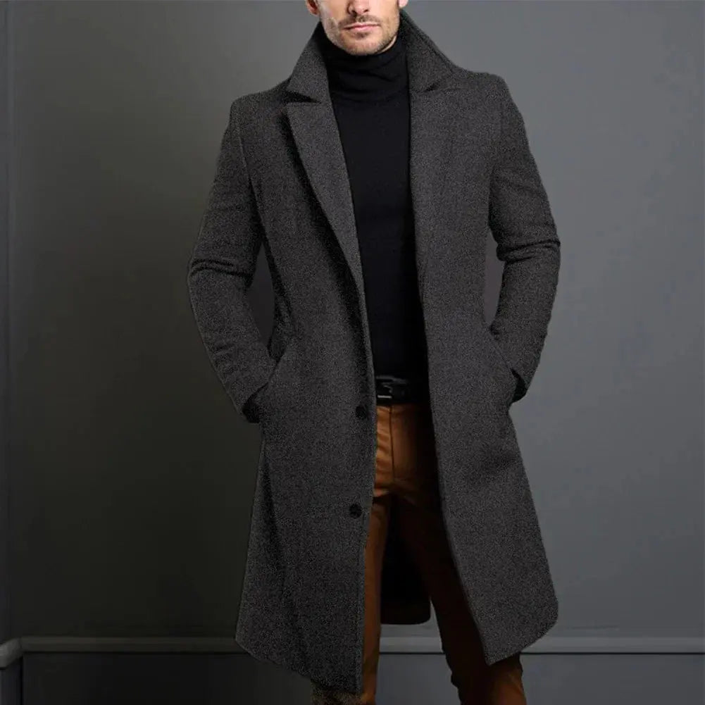Mason | Men's Long Button Front Coat - Image 4