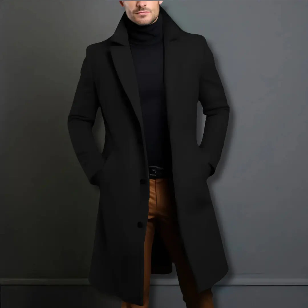 Mason | Men's Long Button Front Coat - Image 6