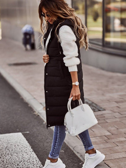 Phoebe | Women's Long Hooded Puffer Vest - Image 2