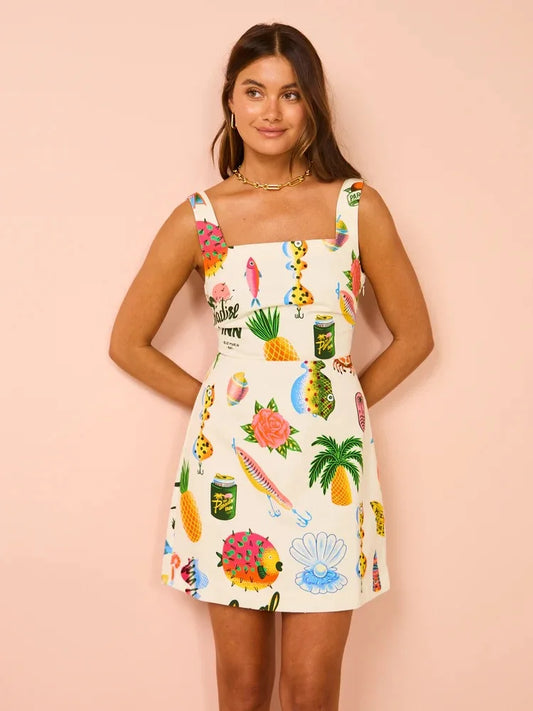 Sylvia | Tropical Delight Mini Dress for Beach Lovers - Image 1