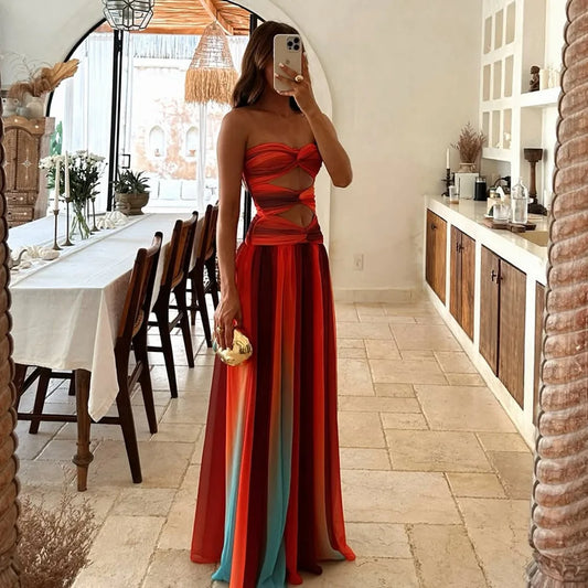 Raegan | Elegant Color-Block Maxi Dress - Image 1