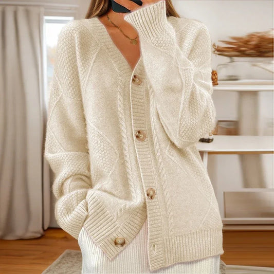 Nancy | Women's Button-Front Cable Knit Cardigan - Image 1
