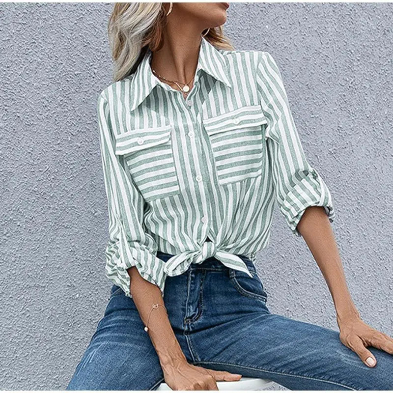 Jane | Striped Blouse for Women - Casual Chic - Image 9