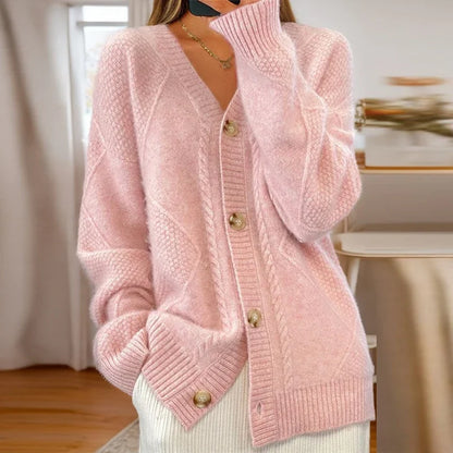 Nancy | Women's Button-Front Cable Knit Cardigan - Image 2