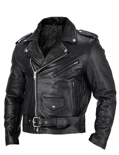 Winston | Men's Belted Leather Motorcycle Jacket - Image 1