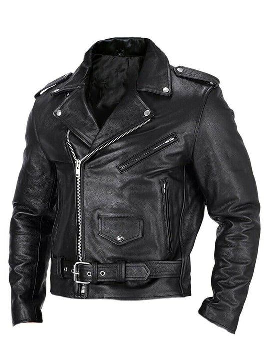 Winston | Men's Belted Leather Motorcycle Jacket - Image 1