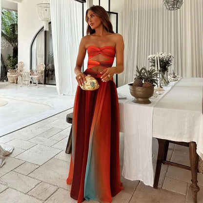 Raegan | Elegant Color-Block Maxi Dress - Image 2
